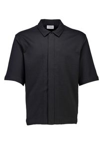 Kurzarmhemd LINDBERGH, Damen, Gr. L, N-Gr, faded schwarz, Web, Obermaterial: 65% Baumwolle, 33% Polyester, 2% Elasthan, unifarben, l&auml;ssig geschnitten h&uuml;ftbedeckend, Rundhals, Hemden Kurzarmhemd, mit Struktur-Muster