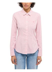 Langarmbluse Mustang "Damen Style Allegheny", Damen, Gr. 42, rosa 12847, Popeline, 97% Baumwolle, 3% Elasthan, gestreift, slim fit, Blusen Langarmbluse