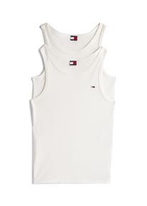 Tanktop Tommy Jeans "TJM XSLIM 2PCK RIB TANK EXT", Herren, Gr. XL, beige (ecru, ecru), Single Jersey, Obermaterial: 100% Baumwolle, slim fit, tiefer Rundhals, Tops Tanktop, mit gerippter Struktur
