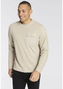 Langarmshirt BOSS Orange "Te protective", Damen, Gr. S, light beige271, Single Jersey, Obermaterial: 100% Baumwolle, unifarben, relaxed fit normal, Rundhals, B&uuml;ndchen, Shirts Langarmshirt, Rundhalsausschnitt, Brusttasche, relaxed fit