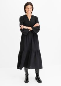 Maxikleid bonprix, Damen, Gr. 36, N-Gr, schwarz (l&auml;nge: regul&auml;r), Obermaterial: 100% Baumwolle, oversize, Kleider Maxikleid, f&uuml;r Fr&uuml;hjahr und Sommer, aus reiner Baumwolle, Oversize-Fit