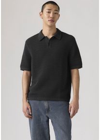 Levi's Polokragenpullover LEVI'S "LAGUNA SWEATER POLO", Damen, Gr. S, schwarz phantom, Strick, Obermaterial: 100% Baumwolle, regular fit normal, ohne Ausschnitt, Rippb&uuml;ndchen, Pullover Polokragenpullover, mit Strickmuster