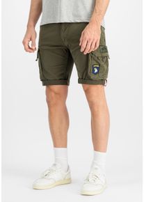 Shorts Alpha Industries "Crew Short Patch", Herren, Gr. 30, Normalgr&ouml;&szlig;en, gr&uuml;n (schwarz olive), Obermaterial: 98% Baumwolle, 2% Elastan; Futter: 100% Baumwolle, Hosen Shorts