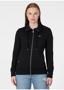 Sweatjacke Ragwear "RONETTE A", Damen, Gr. 3XL, schwarz, angeraute Sweatware, Obermaterial: 70% Baumwolle, 30% Polyester, unifarben, normal, Rundhals, Sweatjacken Sweatjacke, Baumwollmischung mit Marken-Stickerei, Topseller