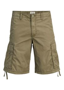 Jack & Jones PlusSize Cargoshorts "JPSTCOLE FRANK CARGO SHORT MID SN PLS", Damen, Gr. 46 (6XL), N-Gr, olive night, Web, Obermaterial: 100% Baumwolle, JACK & JONES PLUSSIZE, unifarben, kniefrei, Hosen Cargoshorts, mit Taschenb&auml;ndern