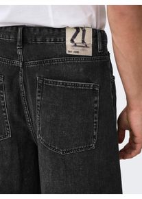 Only & Sons Shorts ONLY & SONS "ONSCARL BALL WB 2957 TAI", Damen, Gr. XL, N-Gr, washed schwarz, Denim/Jeans, Obermaterial: 100% Baumwolle, Abriebeffekte, relaxed fit kniebedeckend, Hosen Shorts