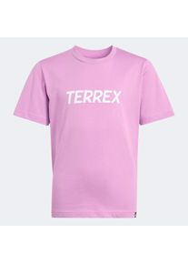 Funktionsshirt adidas terrex "KIDS MULTI LOGO", Kinder, Gr. 140, preloved lila, Obermaterial: 100% Baumwolle, Rundhals, Shirts Funktionsshirt