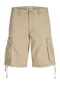 Jack & Jones Cargohose JACK & JONES "JPSTCOLE FRANK CARGO SHORT MID SN", Herren, Gr. S, N-Gr, crockery, Web, Obermaterial: 100% Baumwolle, unifarben, Hosen Cargohose, mit Seitentaschen