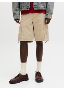 Jack & Jones Cargohose JACK & JONES "JPSTCOLE FRANK CARGO SHORT MID SN", Herren, Gr. L, N-Gr, crockery, Web, Obermaterial: 100% Baumwolle, unifarben, Hosen Cargohose, mit Seitentaschen