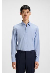 Langarmhemd Hugo "Kenno", Damen, Gr. 41, N-Gr, light, pastel blau459, Web, Obermaterial: 100% Baumwolle, unifarben, slim fit normal, Rundhals, 2-Knopf-Manschette mit Schlitz, Hemden Langarmhemd, Slim-Fit Hemd aus b&uuml;gelleichter Baumwoll-Popeline