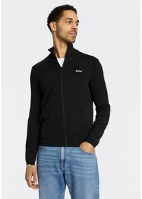 Strickjacke BOSS Green "Ever-X", Herren, Gr. M, schwarz001, Strick, Obermaterial: 100% Baumwolle, unifarben, regular fit h&uuml;ftbedeckend, hoch geschlossener Ausschnitt, Rippstrickb&uuml;ndchen, Strickjacken Strickjacke, mit Stehkragen, regular fit