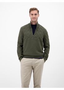 Strickpullover Lerros "Herren-Troyer mit Jacquardmuster", Herren, Gr. S, nordic olive, 100% Baumwolle, ohne Ausschnitt, Pullover Strickpullover