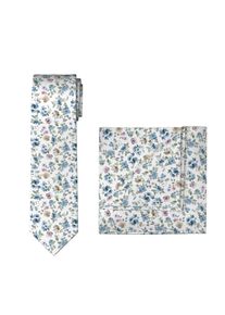 Krawatte OLYMP, Herren, wei&szlig;, Web, Baumwolle, Krawatten Krawatte, Set Einstecktuch + Krawatte