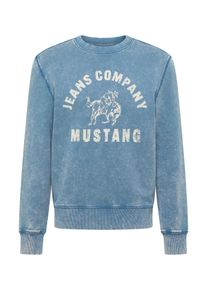 Sweatshirt Mustang "Herren Style Clio", Damen, Gr. XL, mittelblau, 100% Baumwolle, regular fit, Rundhals, Sweatshirts Sweatshirt