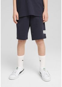Trainingsshorts Puma "ESS NO. 1 LOGO SHORTS TR B", Jungen, Gr. 128, N-Gr, blau (new navy), Sweatware, Obermaterial: 68% Baumwolle, 32% Polyester, bedruckt, regular fit ca. Mitte Knie, Hosen Trainingsshorts, mit Eingrifftaschen, elastischer Bund, f&uuml;r Jugendliche