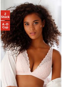 Bralette-BH Petite Fleur, Damen, Gr. 70, Cup C, rosa (puder, schwarz), Spitze, Obermaterial: 90% Polyamid, 10% Elasthan, BHs Bralette-BH, ohne B&uuml;gel aus Spitze, Dessous, Topseller