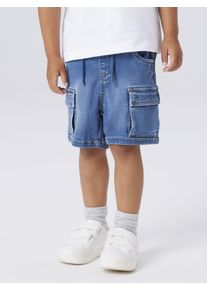 Cargoshorts name it "coole Jeansshorts NMMBEN BAGGY DNM L SHORTS 8610-TO NOOS", Jungen, Gr. 104, N-Gr, denim blau, Denim/Jeans, Obermaterial: 57% Lyocell, 31% Polyester, 10% Viskose, 2% Elasthan, unifarben, kurz, Hosen Cargoshorts, Denim Materialmix mit Stretch