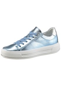 Plateausneaker Ara "CANBERRA", Damen, Gr. 9,5 (43,5), silber (hellblau, silberfarben), Glattleder, metallic, Schuhe Plateausneaker, Freizeitschuh, Halbschuh, Schn&uuml;rschuh in Komfortweite G (= weit)