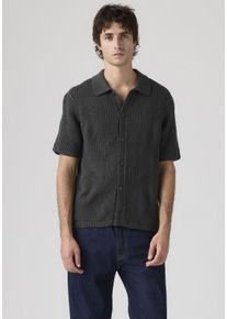 Levi's Strickpullover LEVI'S "SWEATER CAMP SHIRT", Damen, Gr. L, schwarz phantom, Strick, Obermaterial: 100% Baumwolle, regular fit normal, ohne Ausschnitt, Rippb&uuml;ndchen, Pullover Strickpullover, mit Strickmuster