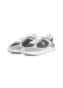 Keilsneaker Tommy Hilfiger "CASUAL FASHION RUNNER MIX", Damen, Gr. 40, grau (grau kombiniert), Leder, Lederimitat, Textil, Schuhe Keilsneaker, Freitzeitschuh, Halbschuh, Schn&uuml;rschuh im Kontrast-Look