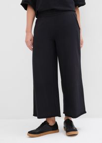 Sweathose bonprix, Damen, Gr. 44/46 (L), N-Gr, schwarz, Sweatware, Obermaterial: 100% Baumwolle, loose fit, Hosen Sweathose, aus Baumwolle, lockere Passform, weites Bein, bequemer Bund