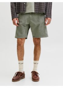 Jack & Jones Chinoshorts JACK & JONES "JPSTTONY RAYE WORKER SHORT MID SN", Herren, Gr. S, N-Gr, vetiver, Web, Obermaterial: 100% Baumwolle, unifarben, kniefrei, Hosen Chinoshorts, Baumwolle, 5-Pocket Style