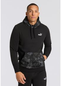 Kapuzensweatshirt Puma "ESS CAMO HOODIE FL", Herren, Gr. L, schwarz (Puma schwarz), Fleece, Obermaterial: 66% Baumwolle, 34% Polyester, tarnfarben, regular fit normal, Rundhals, angesetztes B&uuml;ndchen, Sweatshirts Kapuzensweatshirt, Regular Fit, sportlicher Stil, mit Kapuze, mit K&auml;ngurutasche