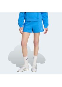 Shorts adidas Sportswear "ESSENTIALS SMALL LOGO FEELCOZY", Damen, Gr. L, N-Gr, ray blau, wei&szlig;, normal, gr., Obermaterial: 70% Baumwolle, 30% Polyester, Hosen Shorts