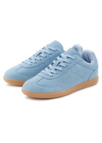 Sneaker ELBSAND "Freizeitschuh, Ledersneaker, Schn&uuml;rschuh", Herren, Gr. 44, blau, Obermaterial: 93% Rindsleder, 7% Lederimitat. Decksohle: 100% Textilmaterial. Futter: 100% Polyester. Laufsohle: 100% Synthetik, Veloursleder, unifarben, Schuhe Sneaker, Retro Sneaker, Lederschuh, Schn&uuml;rhalbschuh aus Leder Unisex
