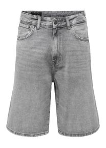 Only & Sons Shorts ONLY & SONS "ONSCARL BALL WB 2957 TAI", Damen, Gr. L, N-Gr, medium grau, Denim/Jeans, Obermaterial: 100% Baumwolle, Abriebeffekte, relaxed fit kniebedeckend, Hosen Shorts