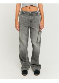 Cargojeans Tally Weijl "SPADEGINNA", Damen, Gr. 36, N-Gr, grau wash, Denim/Jeans, Obermaterial: 100% Baumwolle, Abriebeffekte, lang, Jeans Cargojeans, Baumwolle, baggy