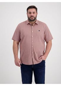 Kurzarmhemd Lerros "1/2 Hemd mit Minimalprint, grosse Gr&ouml;&szlig;en", Herren, Gr. 3XL, extraweit, vivid rot, 100% Baumwolle, Hemden Kurzarmhemd