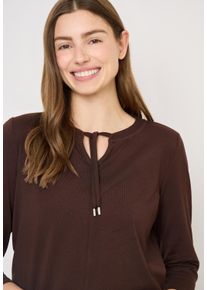 3/4-Arm-Shirt Cecil, Damen, Gr. S (38), macchiato braun, Jersey, Obermaterial: 48% Baumwolle, 48% Modal, 4% Elasthan, unifarben, l&auml;ssig geschnitten h&uuml;ftbedeckend, Rundhals, Shirts 3/4-Arm-Shirt, Sommershirt im Tunika-Look, Topseller