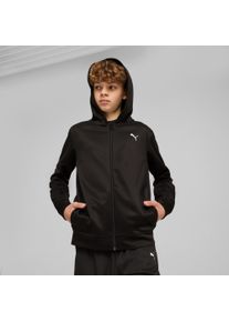 Kapuzensweatjacke Puma "TAD ESS FULL ZIP JACKET B", Jungen, Gr. 140, schwarz (Puma schwarz), Piqu&eacute;, Obermaterial: 100% Polyester, unifarben, regular fit normal, Sweatjacken Kapuzensweatjacke, mit Kapuze, f&uuml;r Jugendliche, f&uuml;r sportliche Aktivit&auml;ten und Alltag