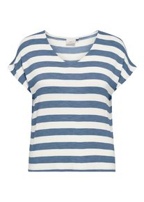 V-Shirt Only CARMAKOMA "CARLIRA LIFE S/S V-NECK TOP JRS NOOS", Damen, Gr. S, infinity stripes:cloud dancer, Jersey, Obermaterial: 95% Viskose, 5% Elasthan, gestreift, regular fit normal, V-Ausschnitt, Shirts V-Shirt, Topseller