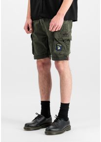 Shorts Alpha Industries "Crew Short Patch", Herren, Gr. 34, Normalgr&ouml;&szlig;en, grau (grauschwarz), Obermaterial: 98% Baumwolle, 2% Elastan; Futter: 100% Baumwolle, Hosen Shorts