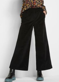 bonprix Cordhose mit Bequembund High Waist, schwarz, Gr.46, L&auml;ssige Palazzo Hose aus Baumwoll-Cord, kn&ouml;chelfrei, aus Cord
