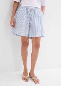 bonprix Shorts aus reiner Baumwolle, blau, Gr.38, Shorts mit luftiger Seersucker-Textur mit elastischem Bund und Kordelzug, der ein Verstellen der Passform erm&ouml;glicht, 100% Baumwolle