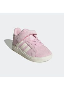 Klettschuh adidas Sportswear "GRAND COURT 2.0 KIDS", M&auml;dchen, Gr. 24, wei&szlig; (clear pink, sanftes wei&szlig;, gold metallic), Leder, Synthetik, Textil, Schuhe Klettschuh, f&uuml;r Kinder, mit Klettverschluss
