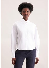 Hemdbluse Seidensticker, Damen, Gr. M38, wei&szlig;, 100% Baumwolle, unifarben, oversize, ohne Ausschnitt, Blusen Hemdbluse, 1/1 Kragen Uni