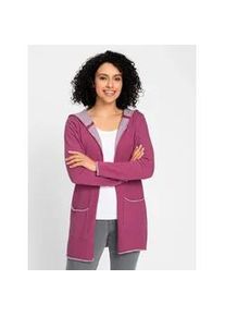 Longstrickjacke Inspirationen, Damen, Gr. 38, lila (erika, meliert), 100% Baumwolle, unifarben, Strickjacken Longstrickjacke