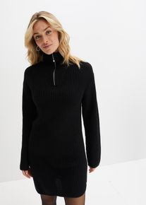 bonprix Strickkleid, schwarz, Gr.32/34 (XS), Modernes Kleid mit Rei&szlig;verschluss