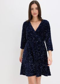 bonprix Paillettenkleid, blau, Gr.36/38 (S), feminines Kleid aus Samt-Material mit Pailletten., aus Samt