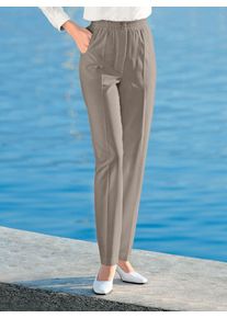 Schlupfhose COME ON, Damen, Gr. 46, Normalgr&ouml;&szlig;en, grau (taupe), 62% Polyester, 36% Viskose, 2% Elasthan, unifarben, lang, Hosen Schlupfhose