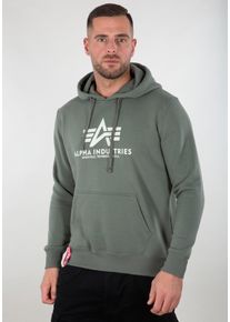 Kapuzensweatshirt Alpha Industries "Basic Hoody", Herren, Gr. S, gr&uuml;n (vintage gr&uuml;n), angeraute Sweatware, Obermaterial: 100% Baumwolle, bedruckt, normal normal, Rundhals, Rippb&uuml;ndchen, Sweatshirts Kapuzensweatshirt, Baumwollmischung, regular fit