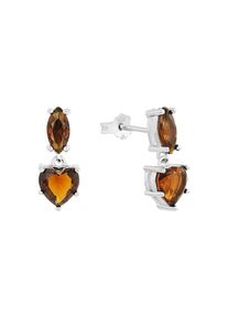 Paar Ohrstecker Amor "Schmuck Geschenk, Herz", silberfarben, braun, braun, Ohrringe, Damen, Silber 925 (Sterlingsilber), Paar Ohrstecker, mit Glasstein