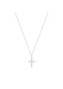 Kette mit Anh&auml;nger Amor "Schmuck Geschenk, Kreuz", silberfarben, wei&szlig;, Halsketten, Damen, Silber 925 (Sterlingsilber), L: 45 B: 1mm, Kette mit Anh&auml;nger, mit Zirkonia (synth.) - mit Wachsperle, B:1mm