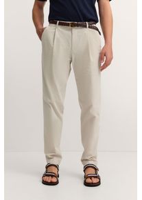 Bundfaltenhose Bugatti "Tapered Fit", Herren, Gr. 35, L&auml;nge 34, 10, wei&szlig;, 97% Baumwolle, 3% Elasthan, unifarben, gerade, unten schmal, Hosen Bundfaltenhose, aus Luxury Pima Cotton Feincord