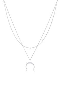 Silberkette Elli "Halskette Layer Mond Sichel Kugelkette 925 Silber" Gr. 40, silber, Halsketten, Damen, Silber 925 (Sterlingsilber), Silberkette