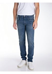 Slim-fit-Jeans Replay "ANBASS", Herren, Gr. 34, L&auml;nge 36, blau (medium blau 822), Denim/Jeans, Obermaterial: 99% Baumwolle, 1% Elasthan, slim fit normal, Jeans Slim-fit-Jeans, mit Washed-Optik